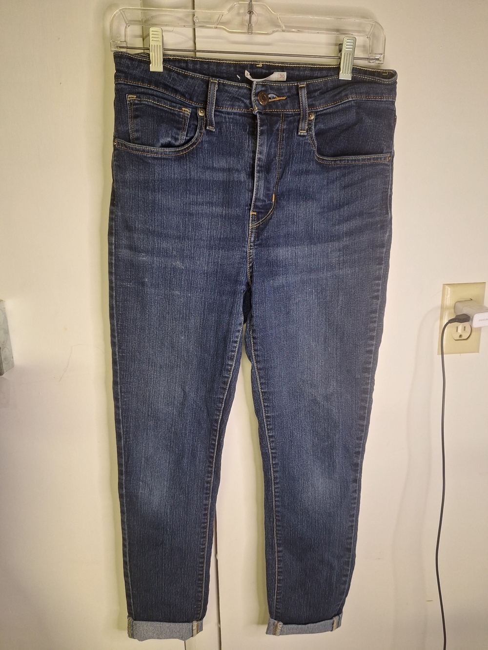 Levi's 721 High Rise Skinny Indigo Slim Straight Jeans Size 30